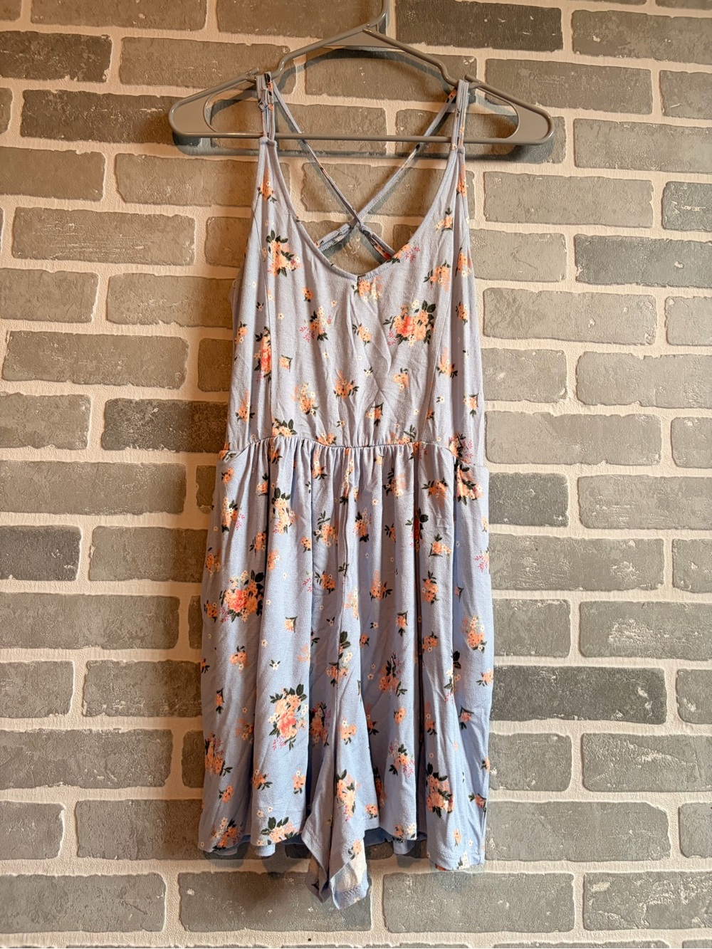 Ultra Flirt Light Blue Floral Strappy Mini Dress